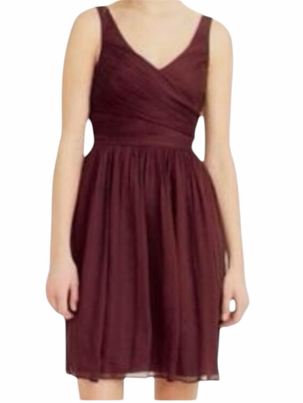J. Crew Heidi Silk Chiffon Midi Cocktail Dress in Burgundy Wine Women’s Size 2